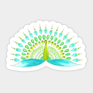 Turquoise and lime green mandala peacock Sticker